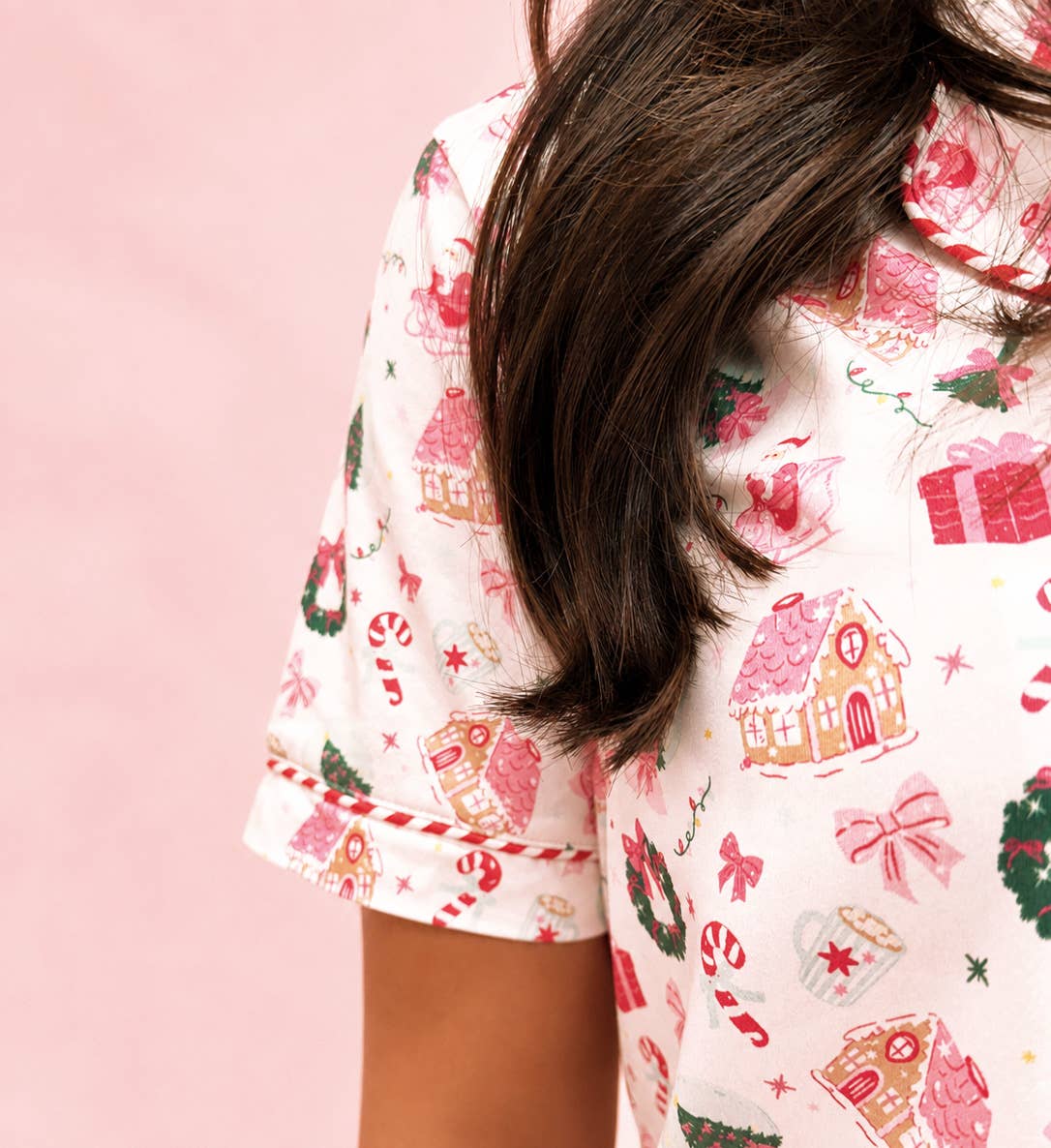 Santa's Sugarplum Social Christmas Pajama Set RuffleShorts