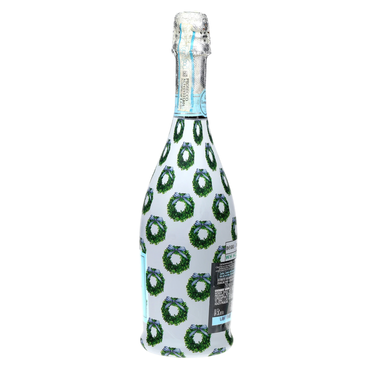 WH Hostess Boxwood Wreaths Prosecco Bottle Wrap