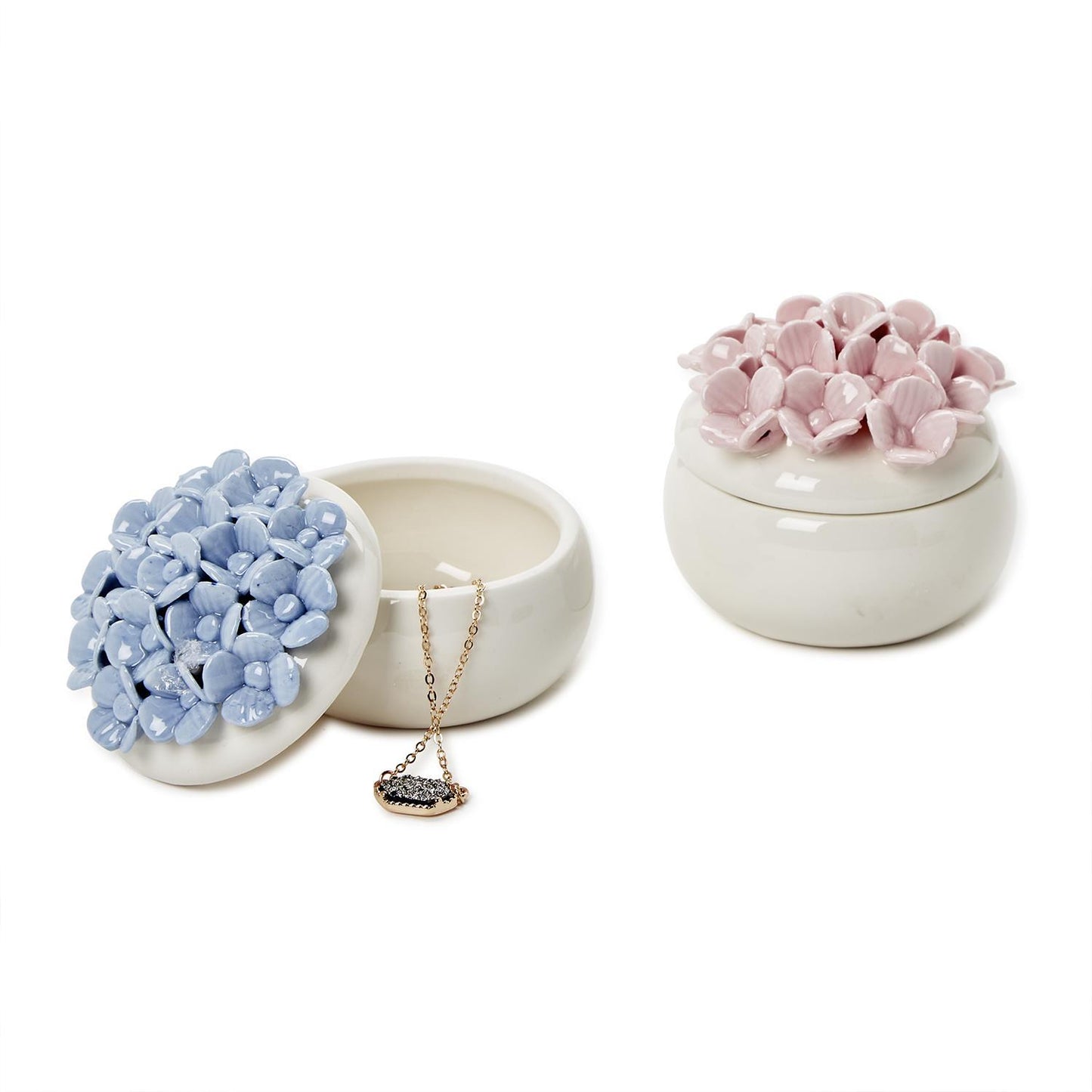 Hydrangea trinket jewelry box w/ lid