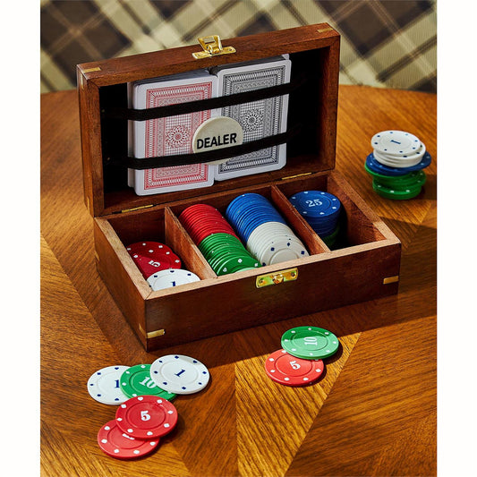 The Turf Club Poker Set in Hand-Crafted Wooden Box