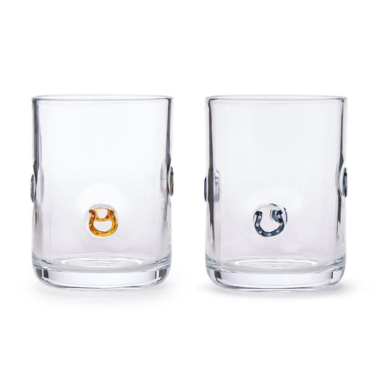 Horseshoe Double Old Fashion Glass Asst 2 Colors