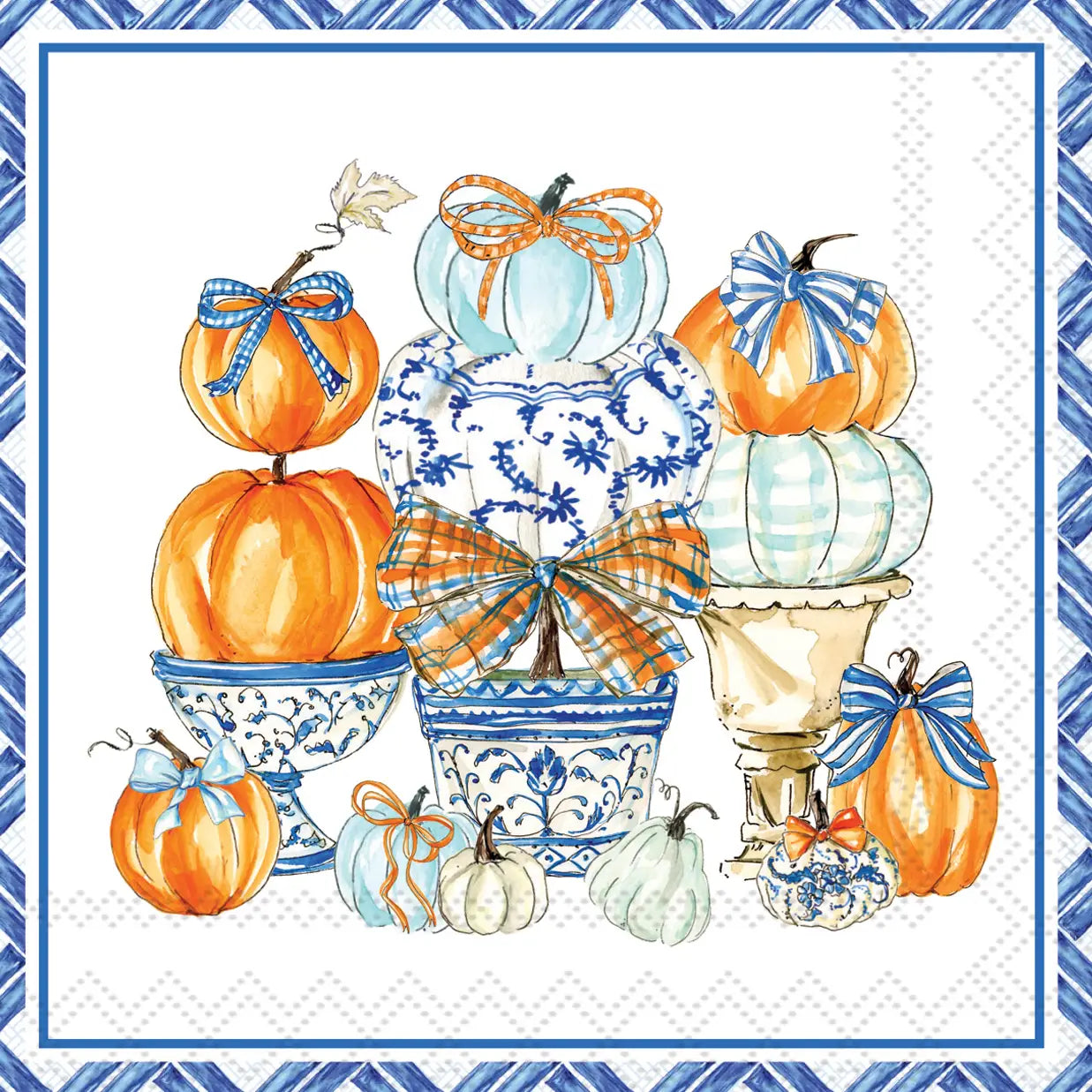 Chinoiserie Pumpkin Topiary Cocktail Napkins 20 Ct