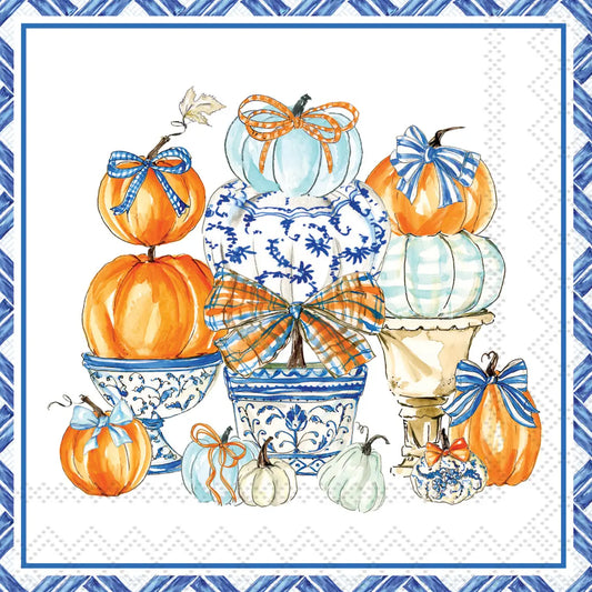Chinoiserie Pumpkin Topiary Cocktail Napkins 20 Ct