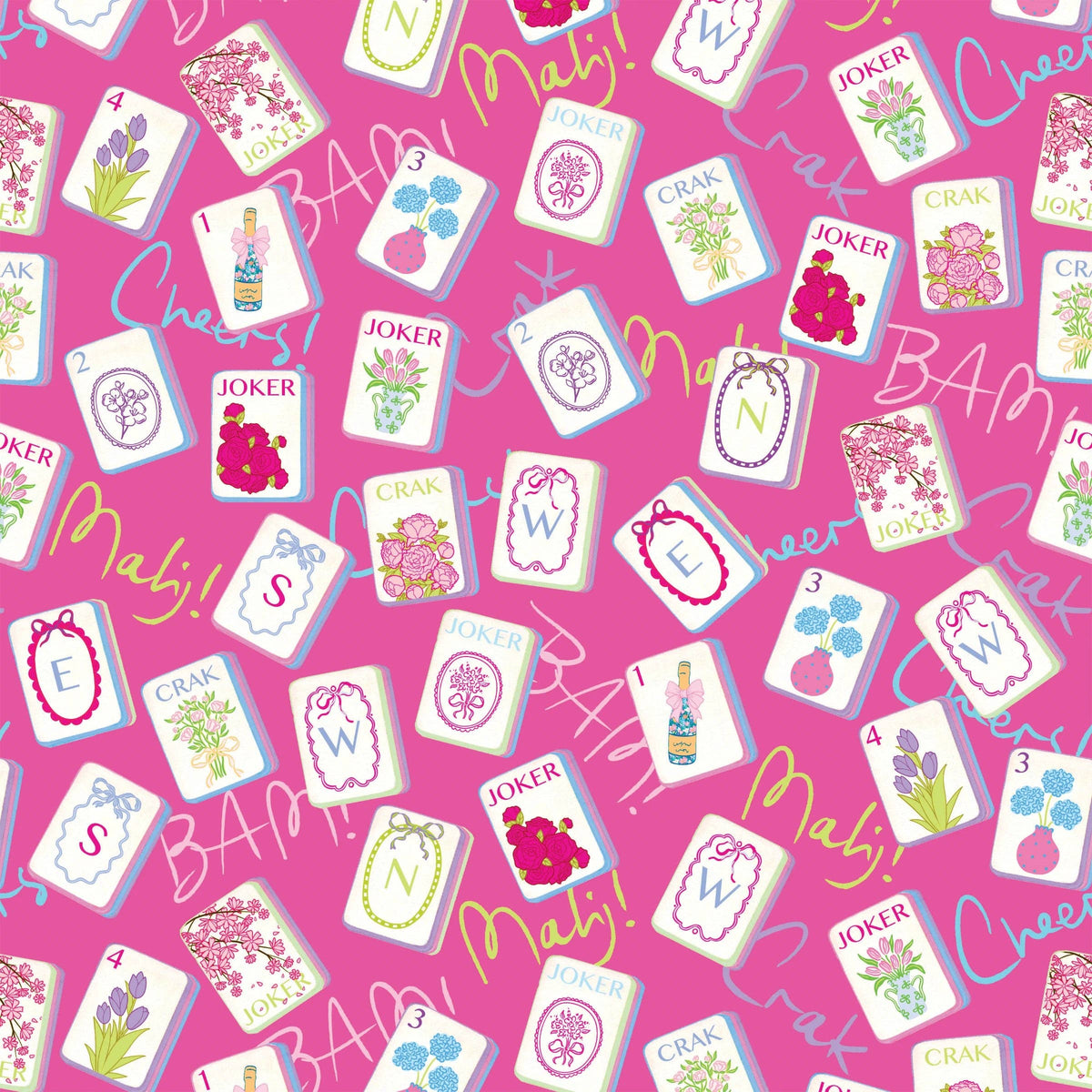 Pink Mahjong Prosecco Bottle Wrap