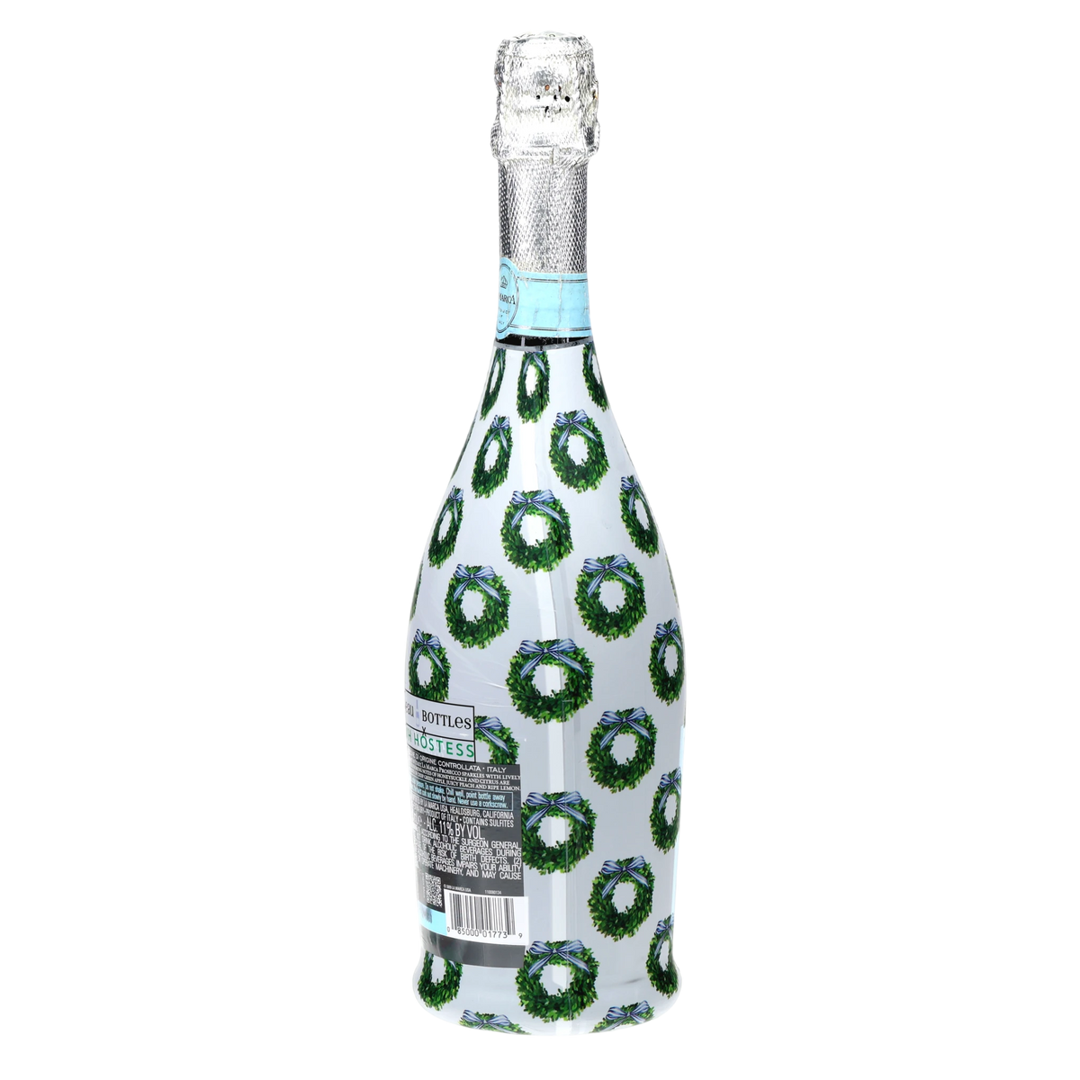 WH Hostess Boxwood Wreaths Prosecco Bottle Wrap