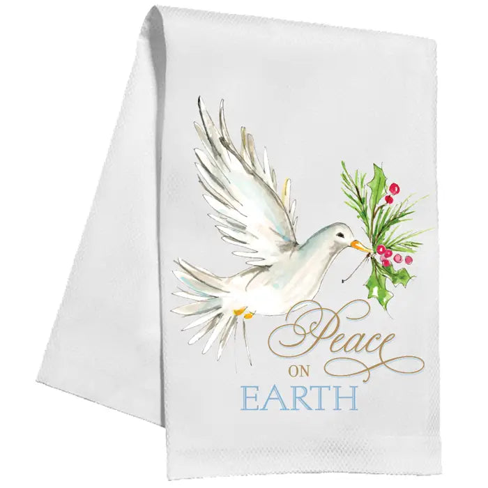 Peace On Earth Dove with Holly and Berries Kitchen Towel
