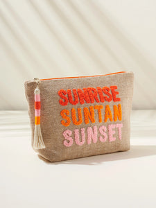"Sunrise Suntan Sunset" Zip Pouch, Natural
