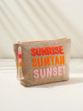 "Sunrise Suntan Sunset" Zip Pouch, Natural