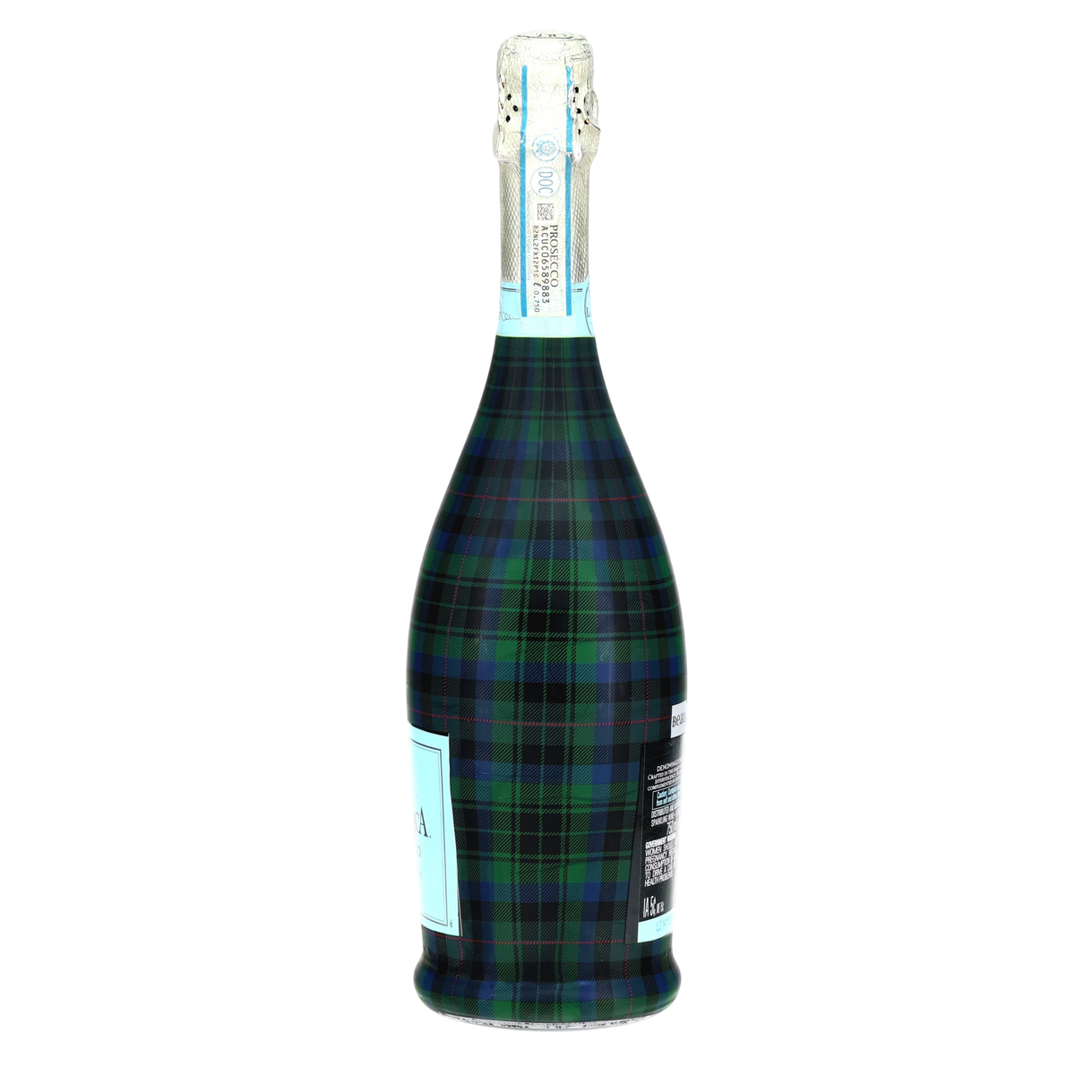 Blue & Green Christmas Tartan Prosecco Bottle Wrap
