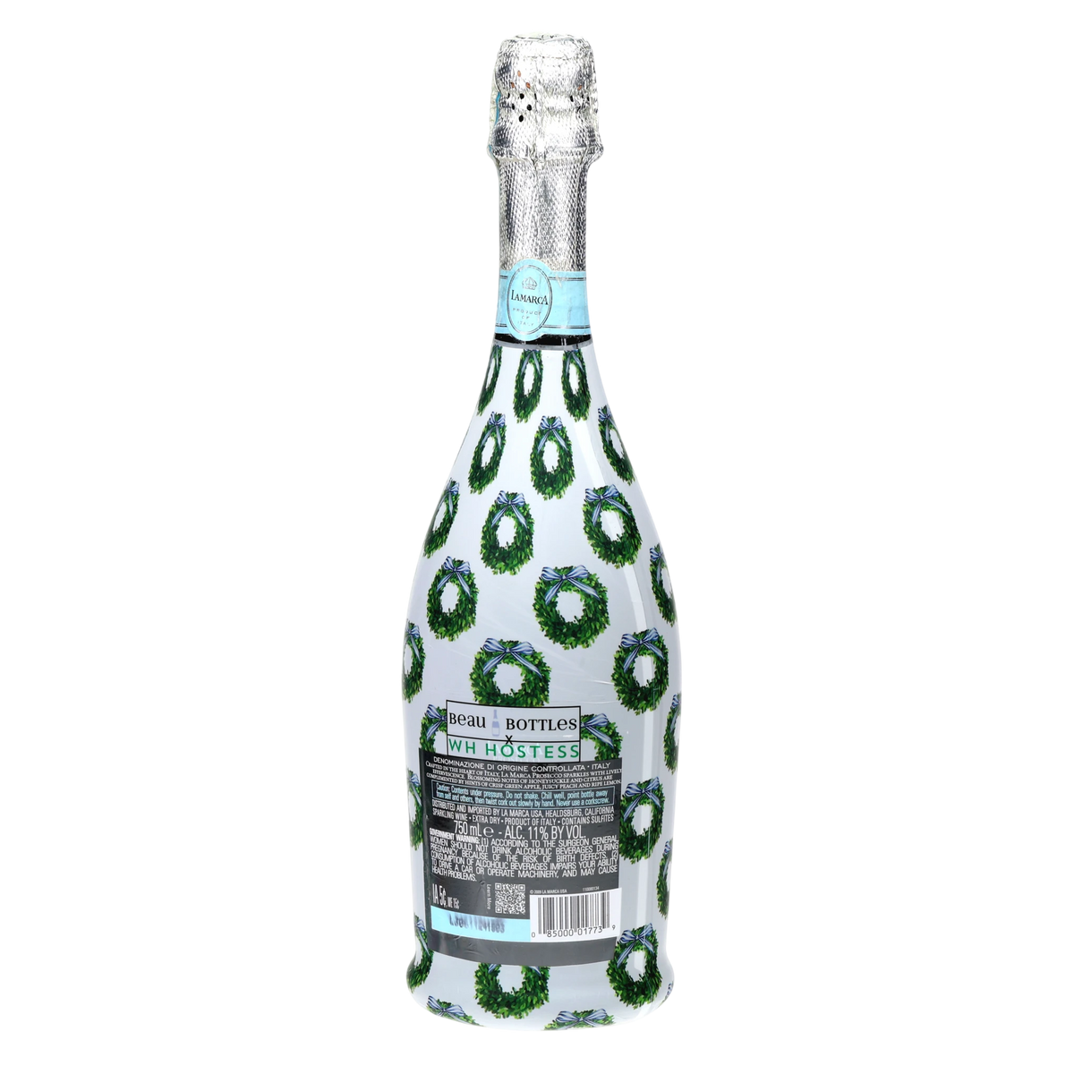 WH Hostess Boxwood Wreaths Prosecco Bottle Wrap
