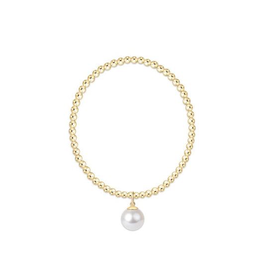 Classic Gold 3mm Bracelet - Classic Pearl 10mm Charm