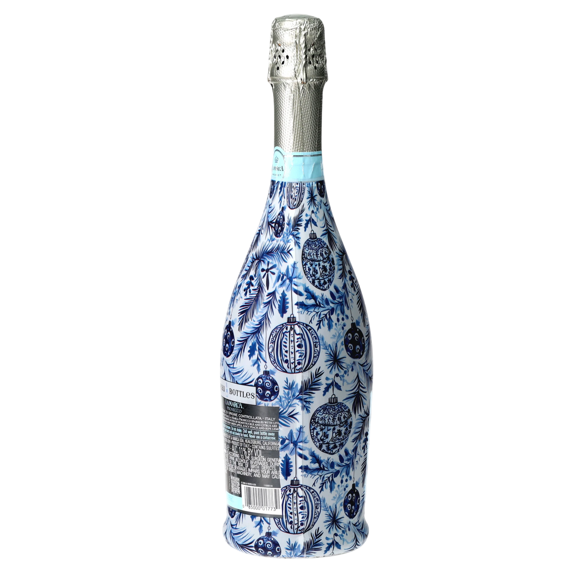 Limited Edition Blue & White Ornament Prosecco Bottle Wrap