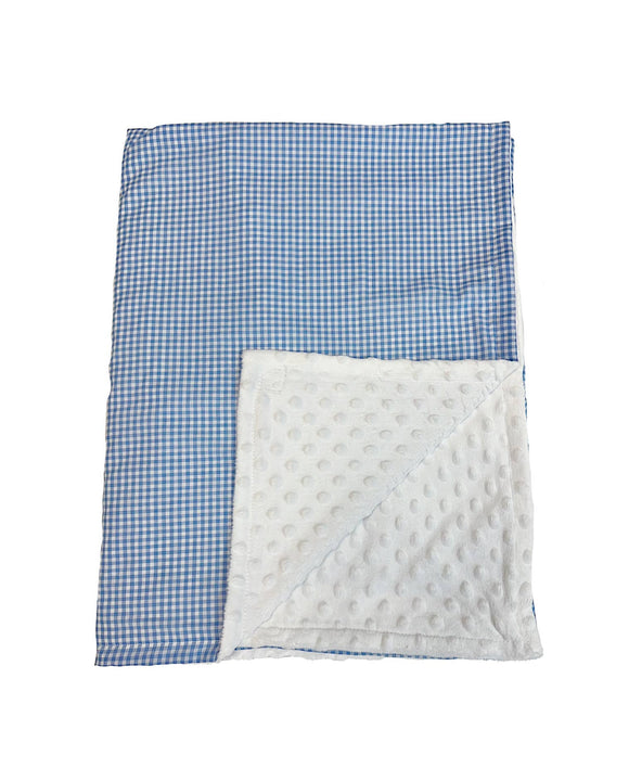 Blue Gingham Minky Dot Blanket 