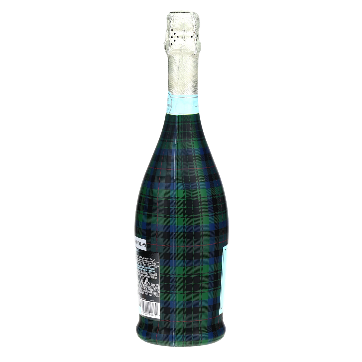 Blue & Green Christmas Tartan Prosecco Bottle Wrap