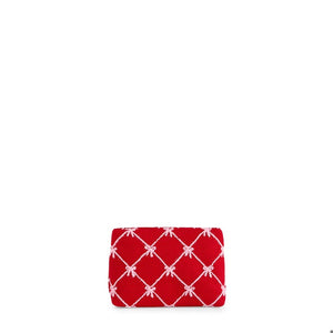 TINSEL BOW ZIP POUCH,RED