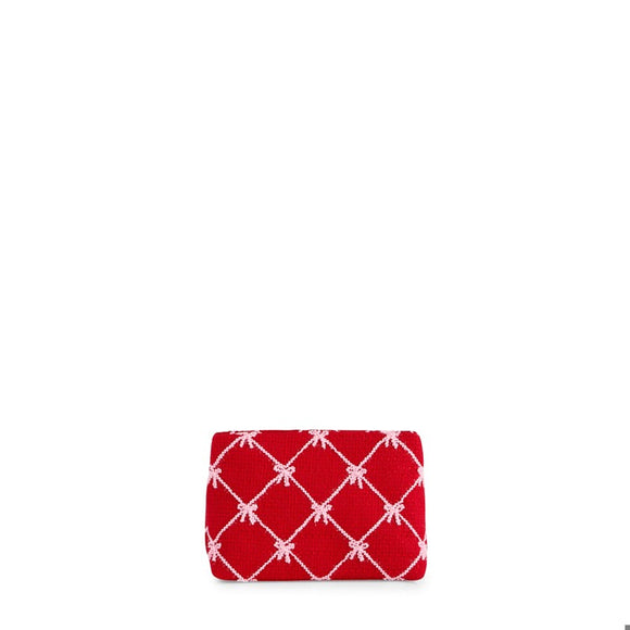 TINSEL BOW ZIP POUCH,RED