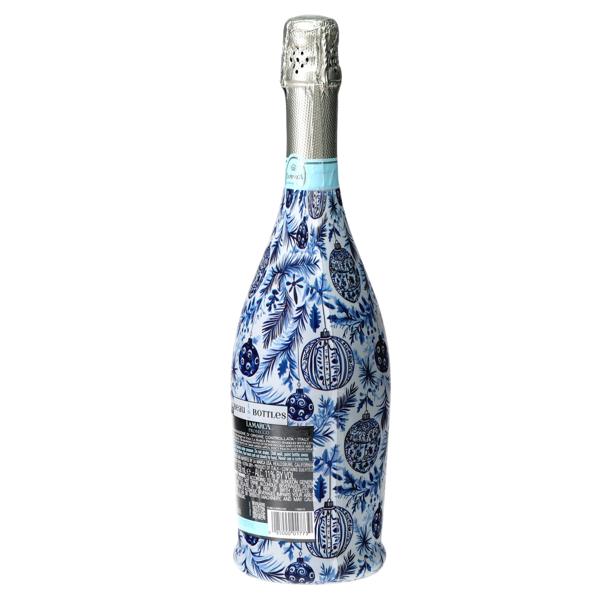 Limited Edition Blue & White Ornament Prosecco Bottle Wrap