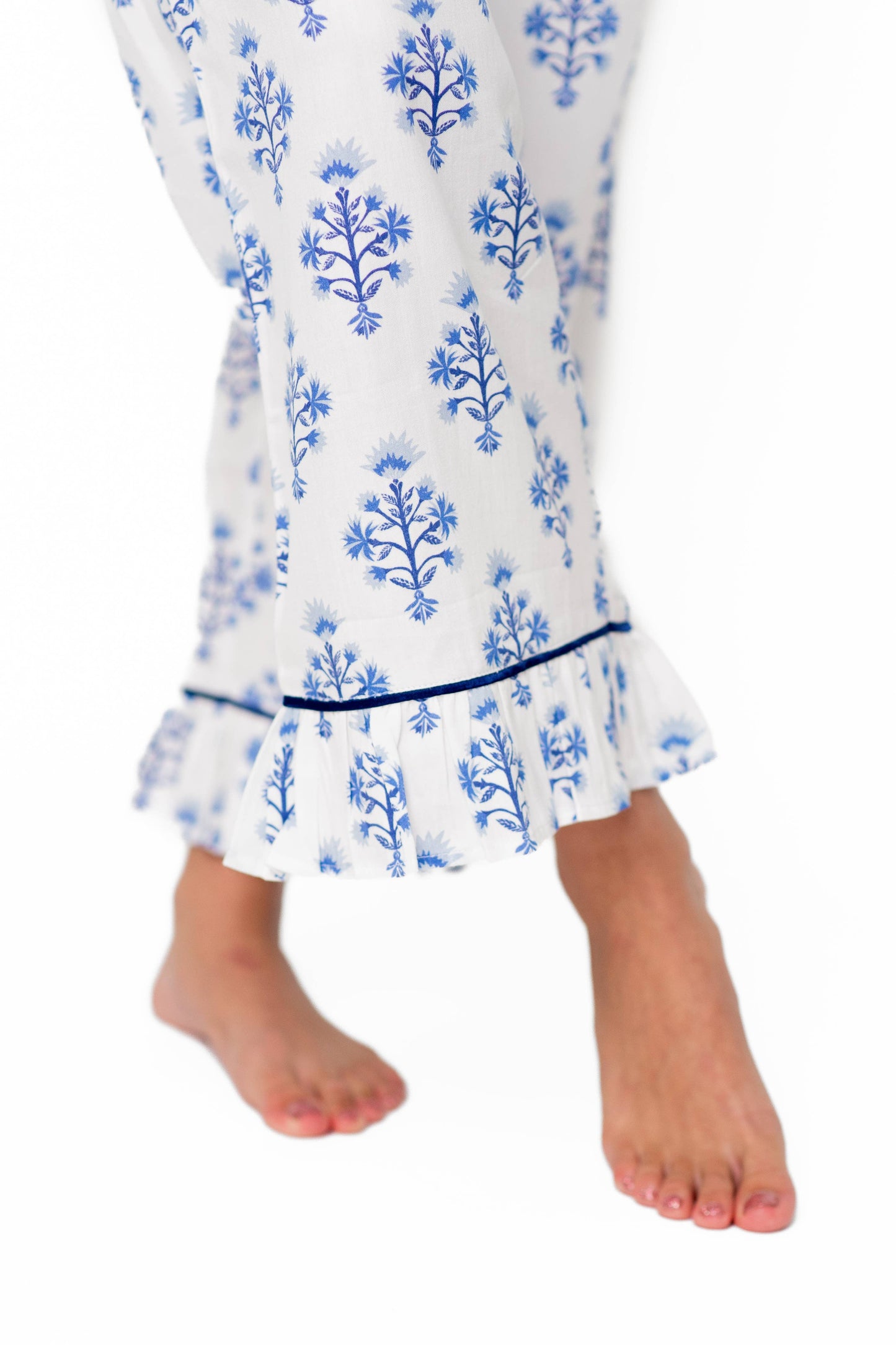 Marigold Luxe Sateen Capri Pajama Set - Blue - w/monogram