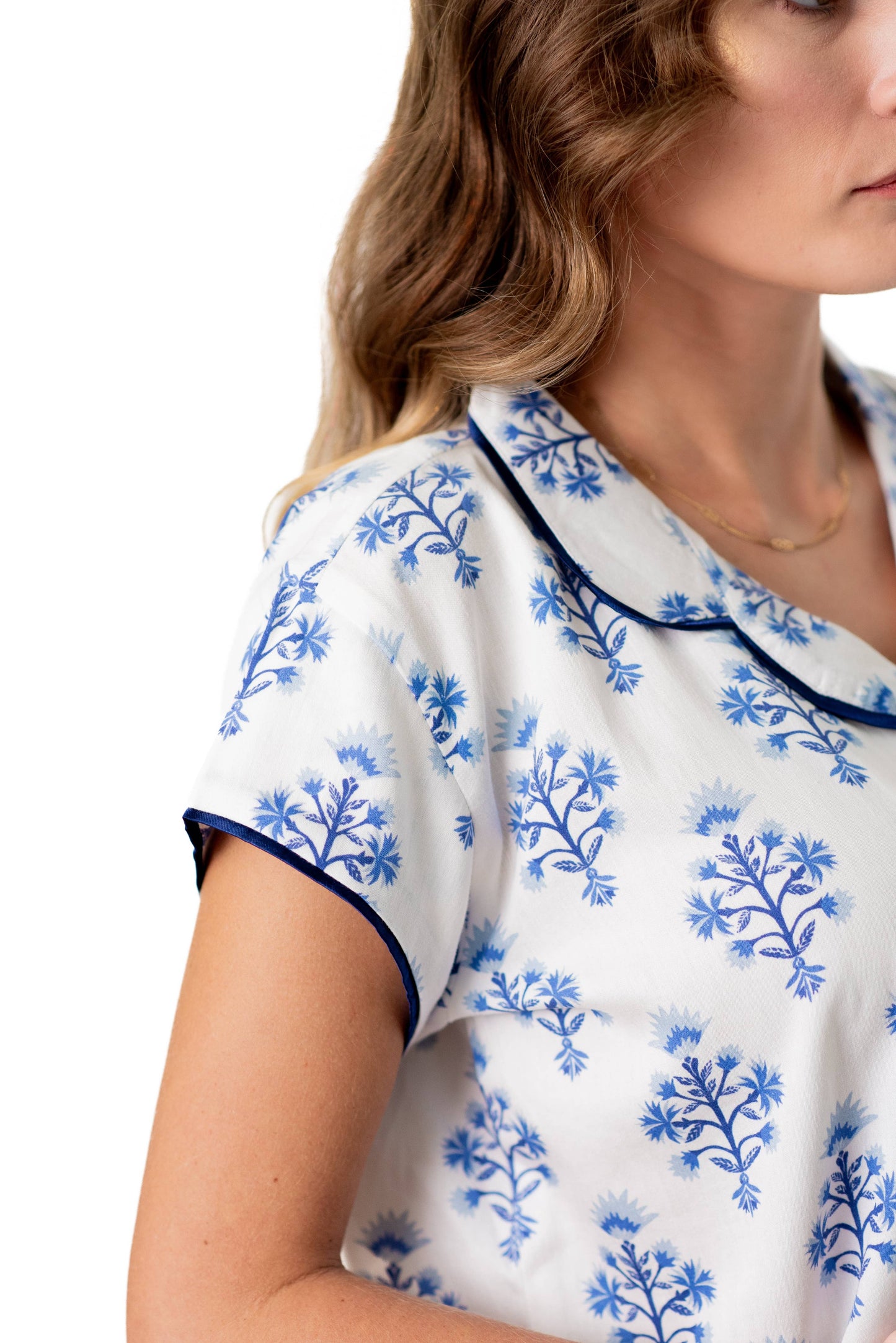 Marigold Luxe Sateen Capri Pajama Set - Blue - w/monogram