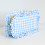 Gingham Frilly Makeup Bags, Makeup Bags, Summer Bag