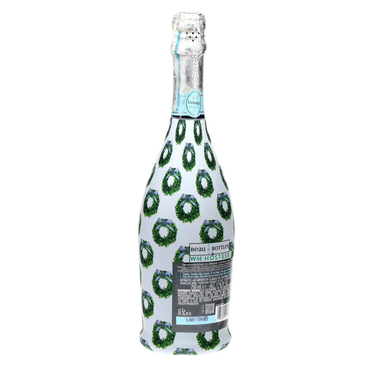 WH Hostess Boxwood Wreaths Prosecco Bottle Wrap