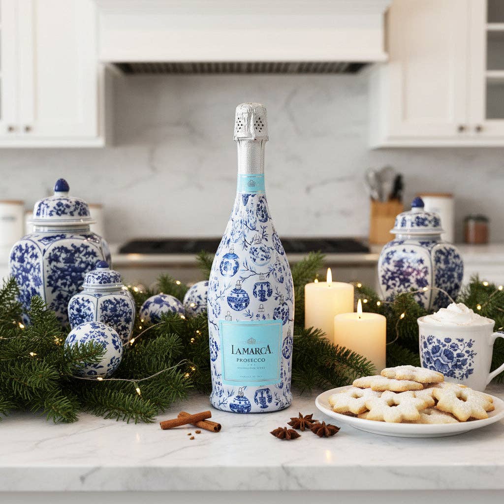 Limited Edition Blue Ornaments Prosecco Bottle Wrap