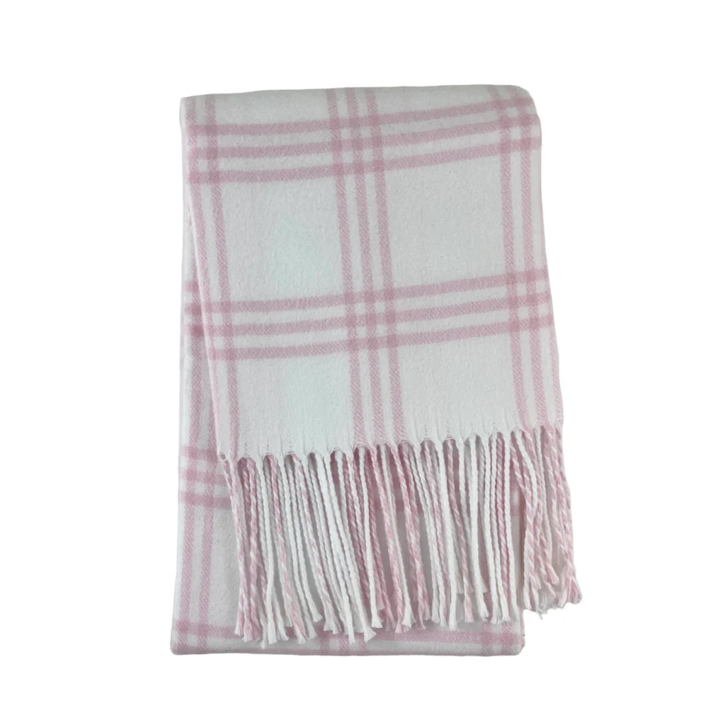 Windowpane check flannel blanket w/ monogram