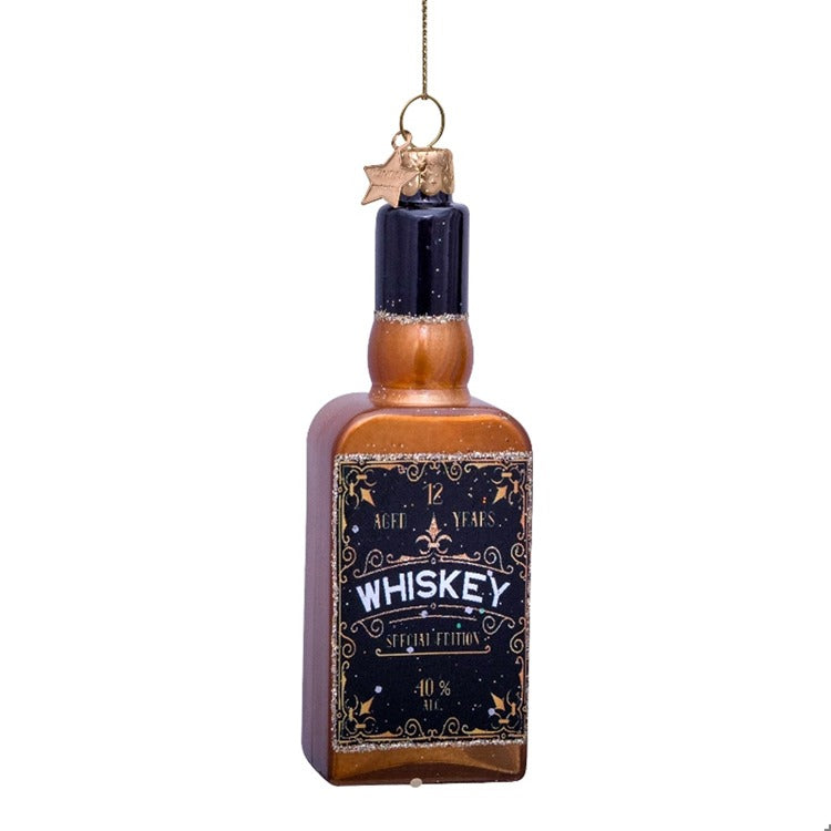 Ornament glass brown whiskey bottle