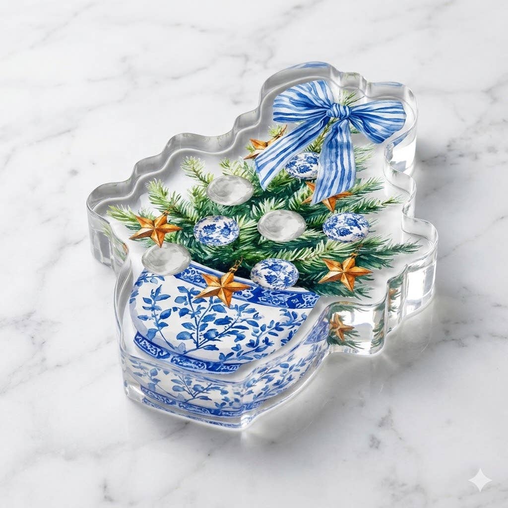 Acrylic Napkin Weight, Blue Christmas