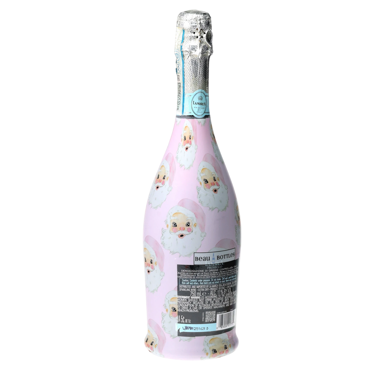 Limited Edition Watercolor Pink Santa Prosecco Bottle Wrap