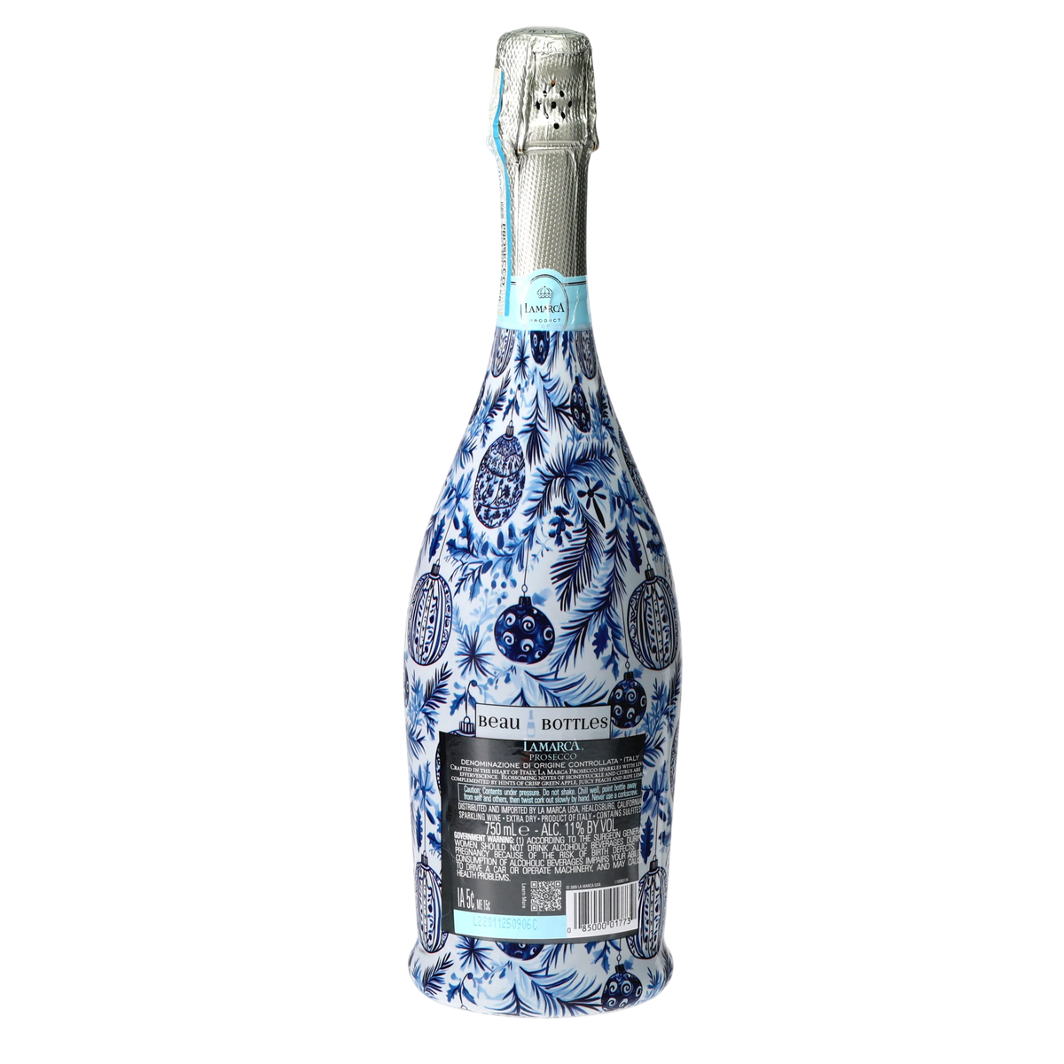 Limited Edition Blue & White Ornament Prosecco Bottle Wrap