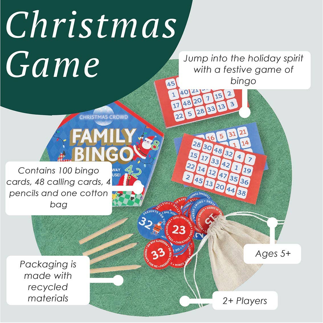 Santa Family Bingo Game - 6 Pack Display | Christmas Game |