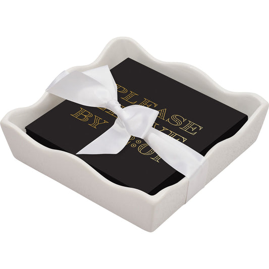 Ceramic Wave Napkin Tray with Cocktail Napkin - Midnight 12:01