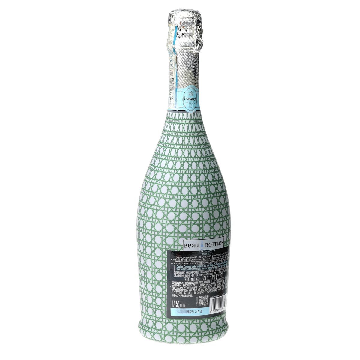 Sage & White Cane Prosecco Bottle Wrap