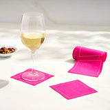 Solid Blush Crush Cocktail Napkins White Border Only