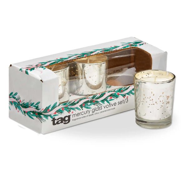 FROSTY MERCURY VOTIVE CANDLE S/3