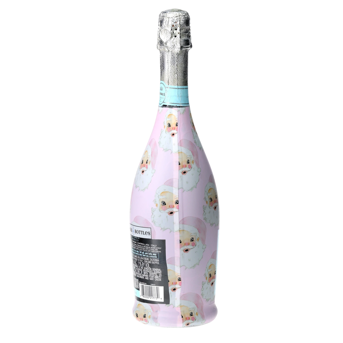 Limited Edition Watercolor Pink Santa Prosecco Bottle Wrap