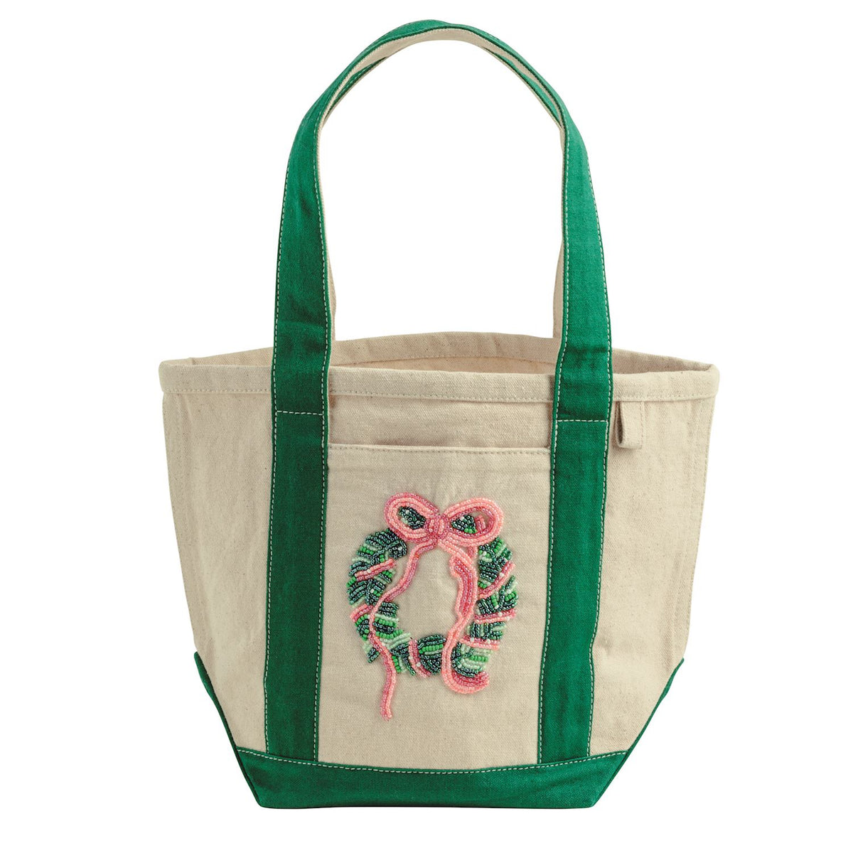 Green Holiday Beaded Mini Tote