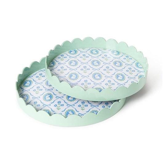 Bunnies and Bows Round Scalloped Edge Decorative Trays