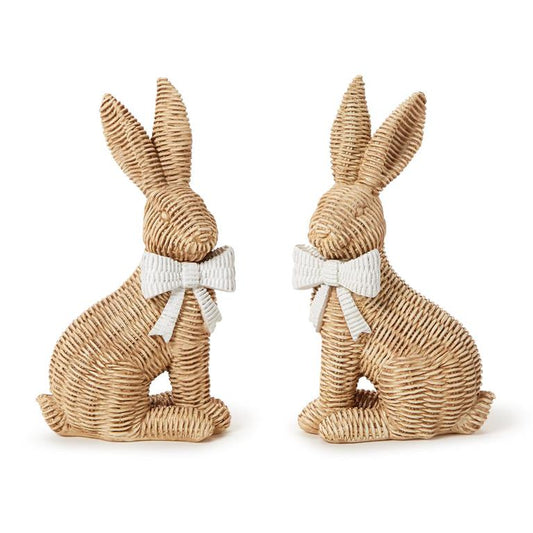 Wicker Weave Pattern Easter Bunnies with Bow