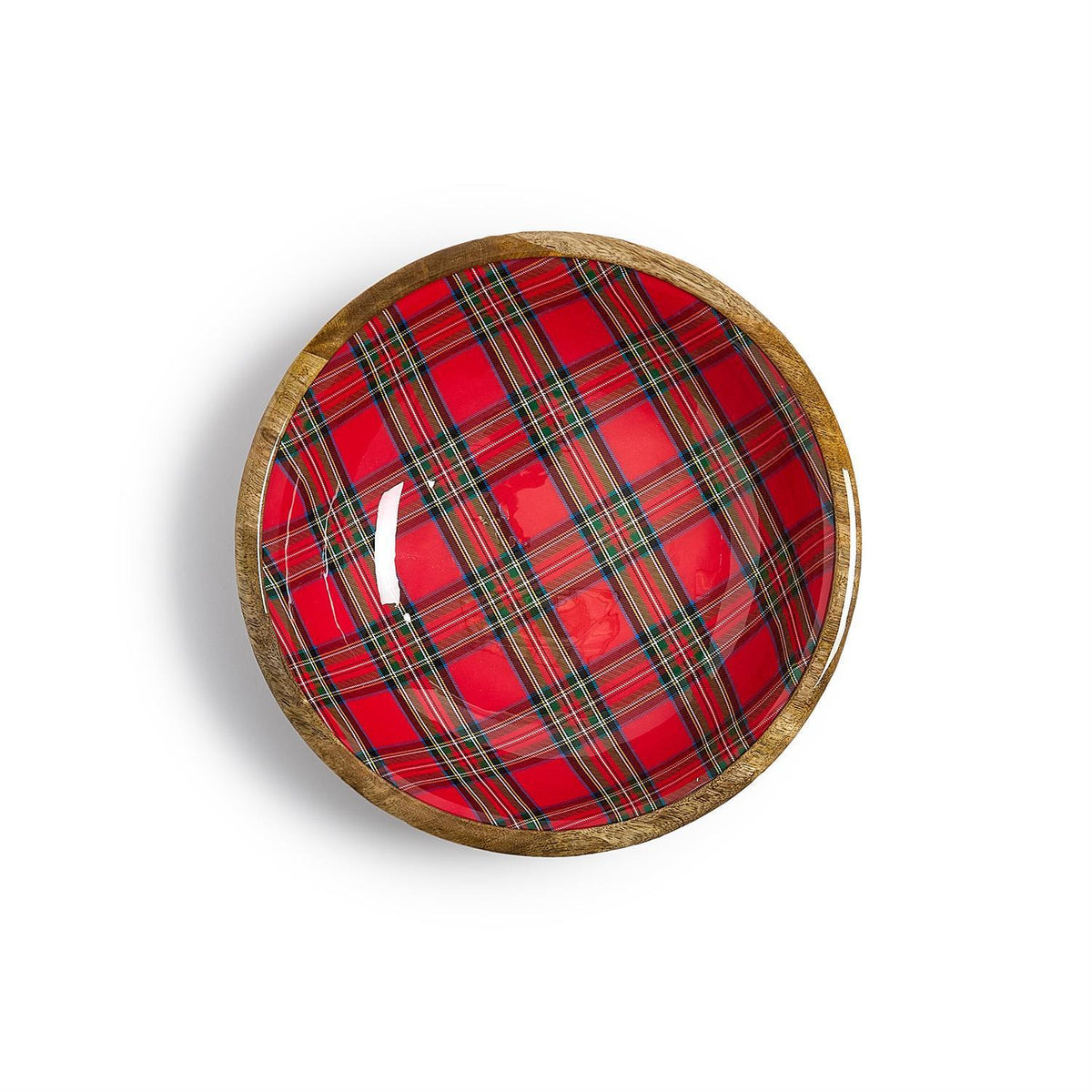 Tartan Traditions Hand-Crafted Wood Round Bowls with Enamel