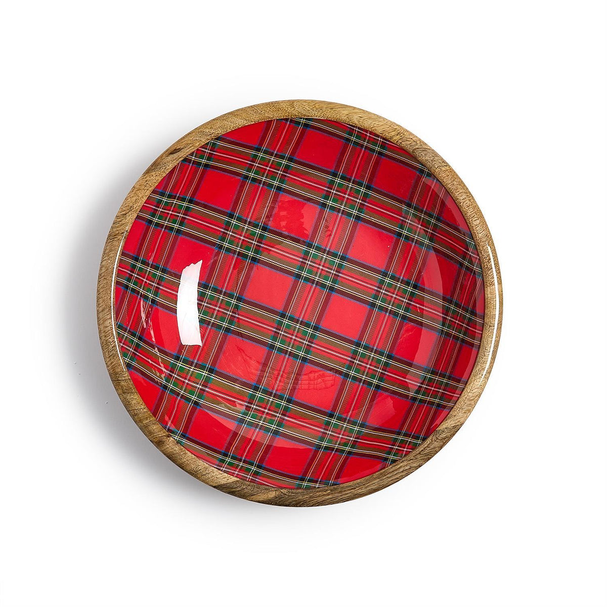 Tartan Traditions Hand-Crafted Wood Round Bowls with Enamel
