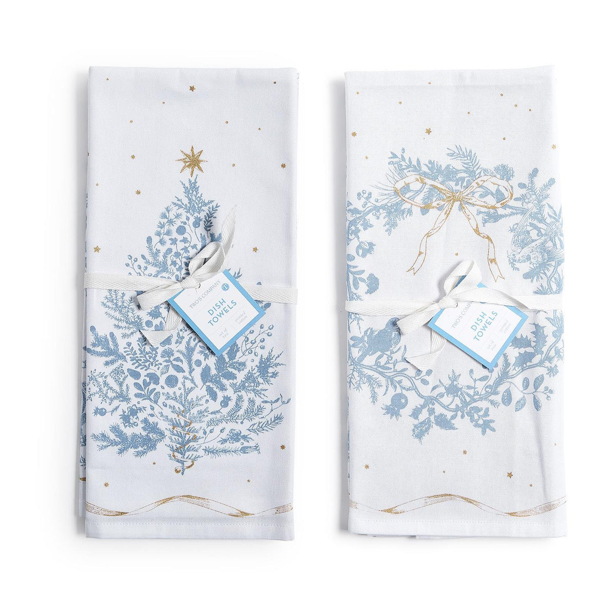 Gilded Cottage Set of 2 Dish Towels Includes Metallic Accented and Printed Pattern