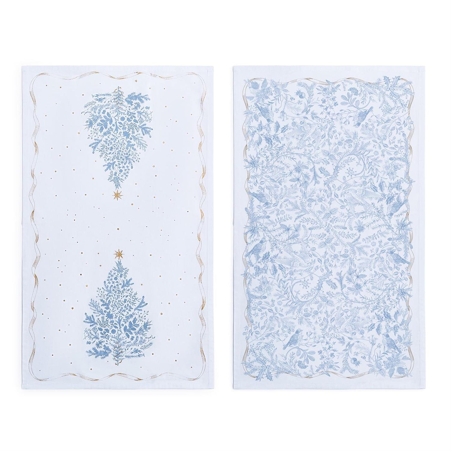 Gilded Cottage Set of 2 Dish Towels Includes Metallic Accented and Printed Pattern
