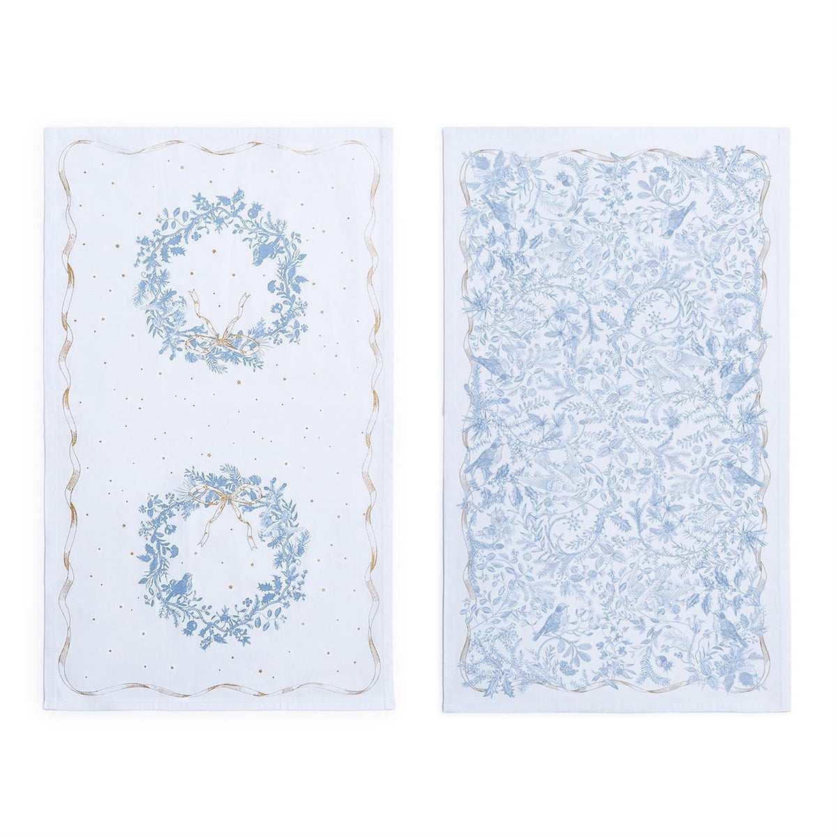 Gilded Cottage Set of 2 Dish Towels Includes Metallic Accented and Printed Pattern