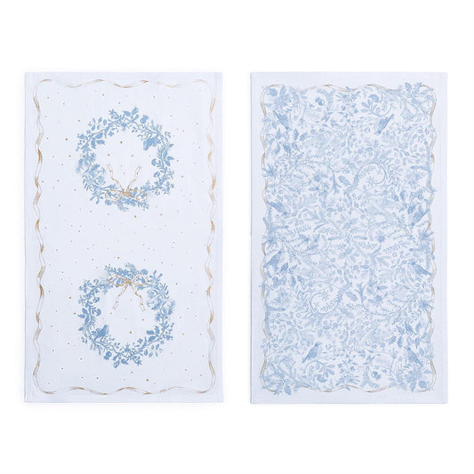 Gilded Cottage Set of 2 Dish Towels Includes Metallic Accented and Printed Pattern