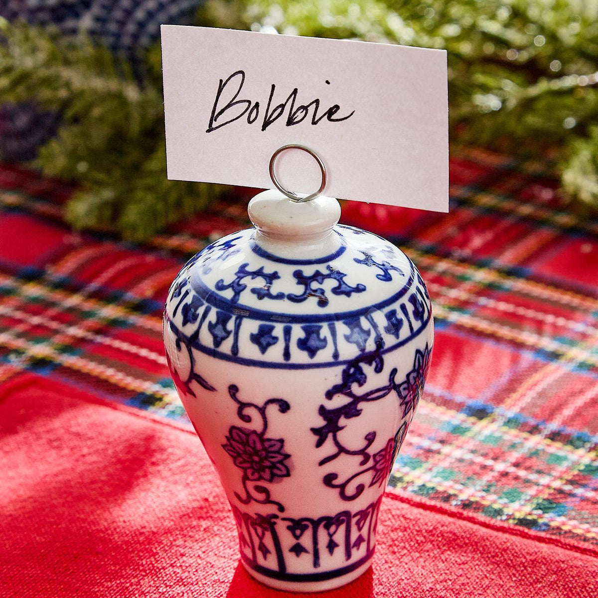 Blue and White Temple Jar Ornament / Place Card Holder