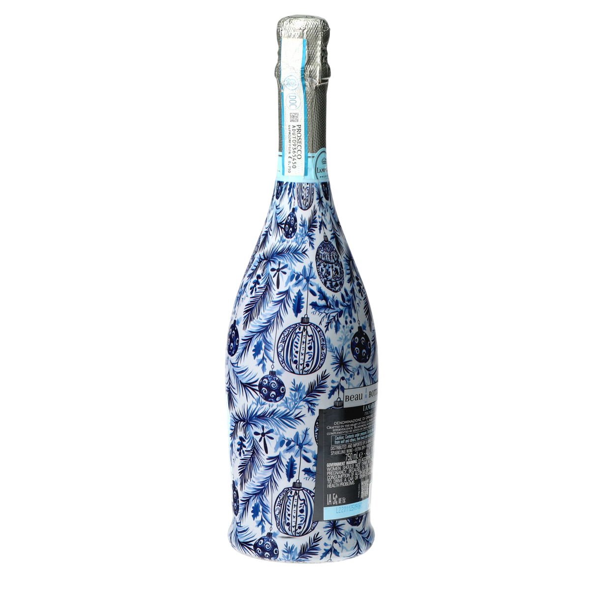 Limited Edition Blue & White Ornament Prosecco Bottle Wrap