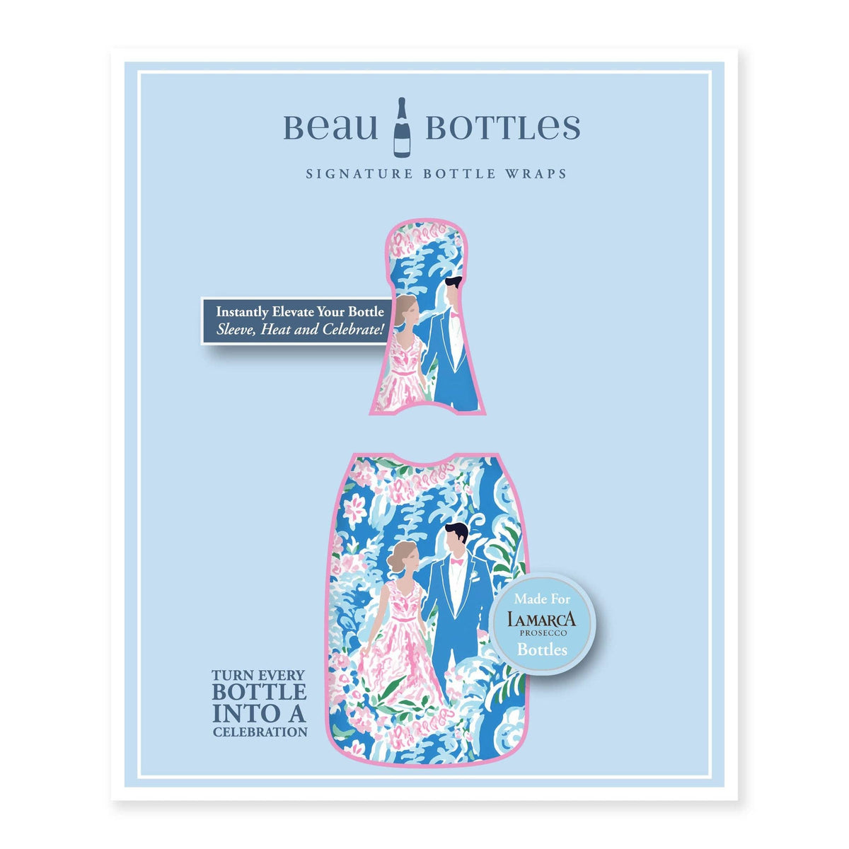 Preppy Bride & Groom Prosecco Bottle Wrap