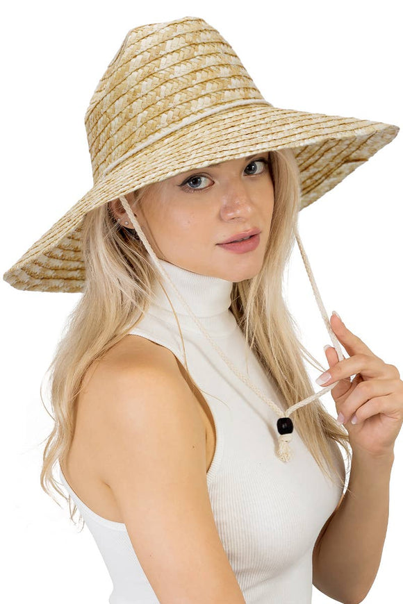 Straw Lifeguard Hat wheat w/ 2 color mono